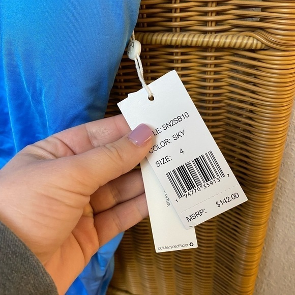 SUNSHINE 79 NWT sky blue belted one piece swimsuit retro 70s style size 4 summer - Picture 9 of 14